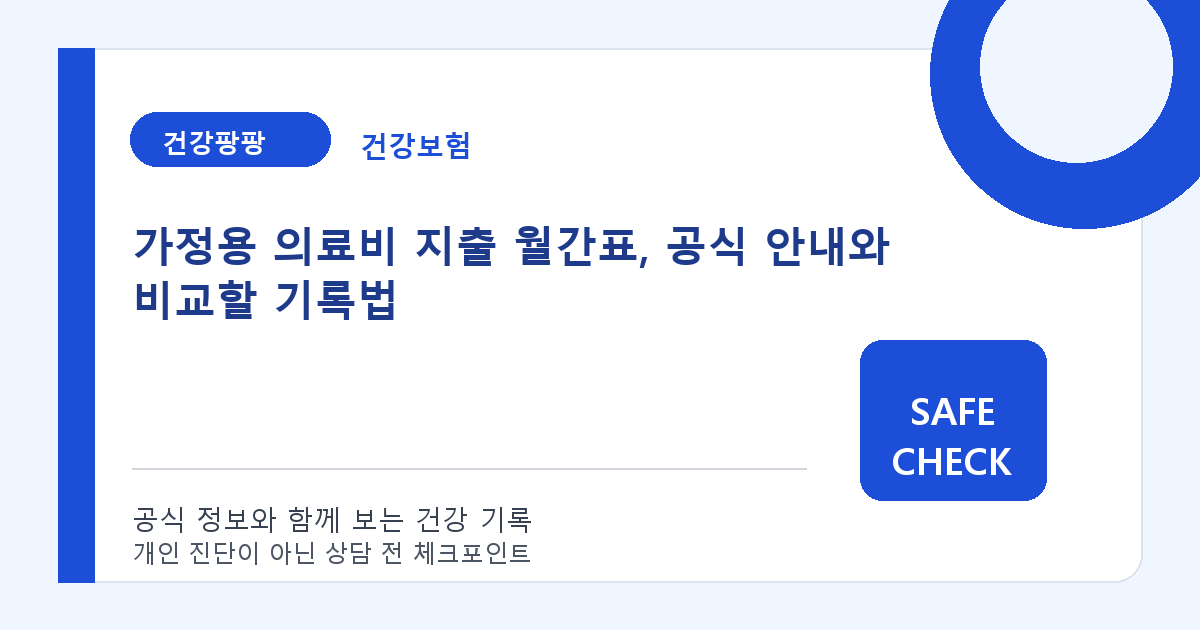 가정용 의료비 지출 월간표, 공식 안내와 비교할 기록법